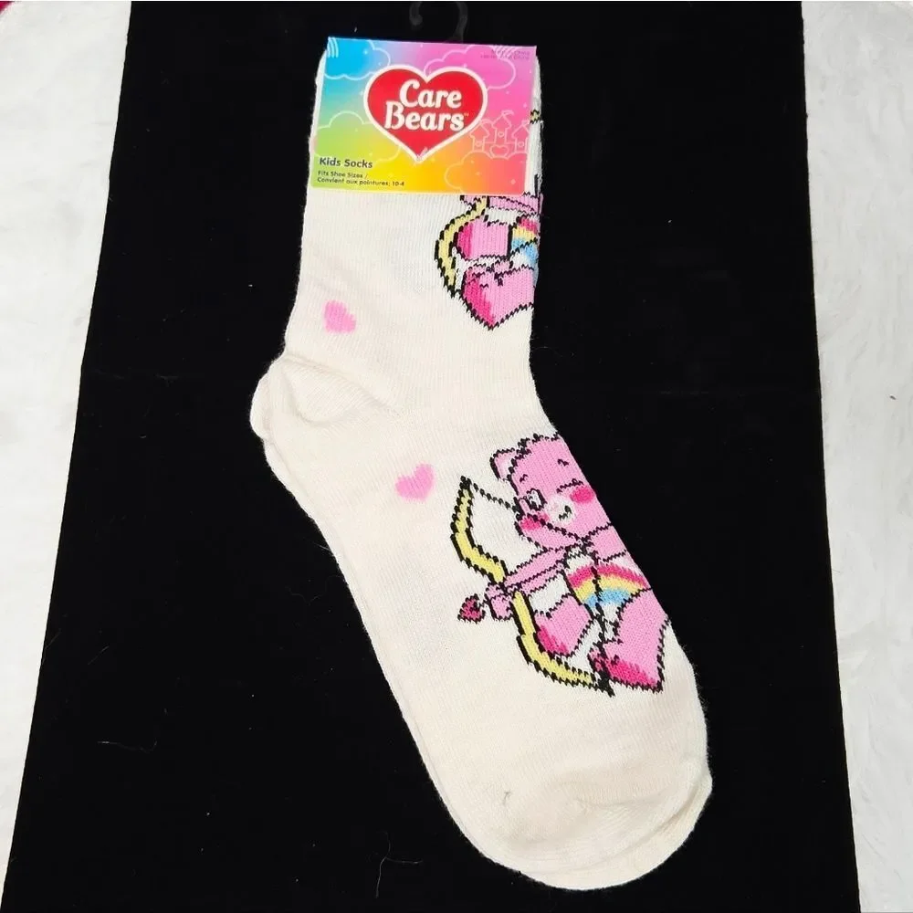 Kids Care Bears Cupid Cheer Bear Crew Socks – Valentine Love Magic Tween Gift